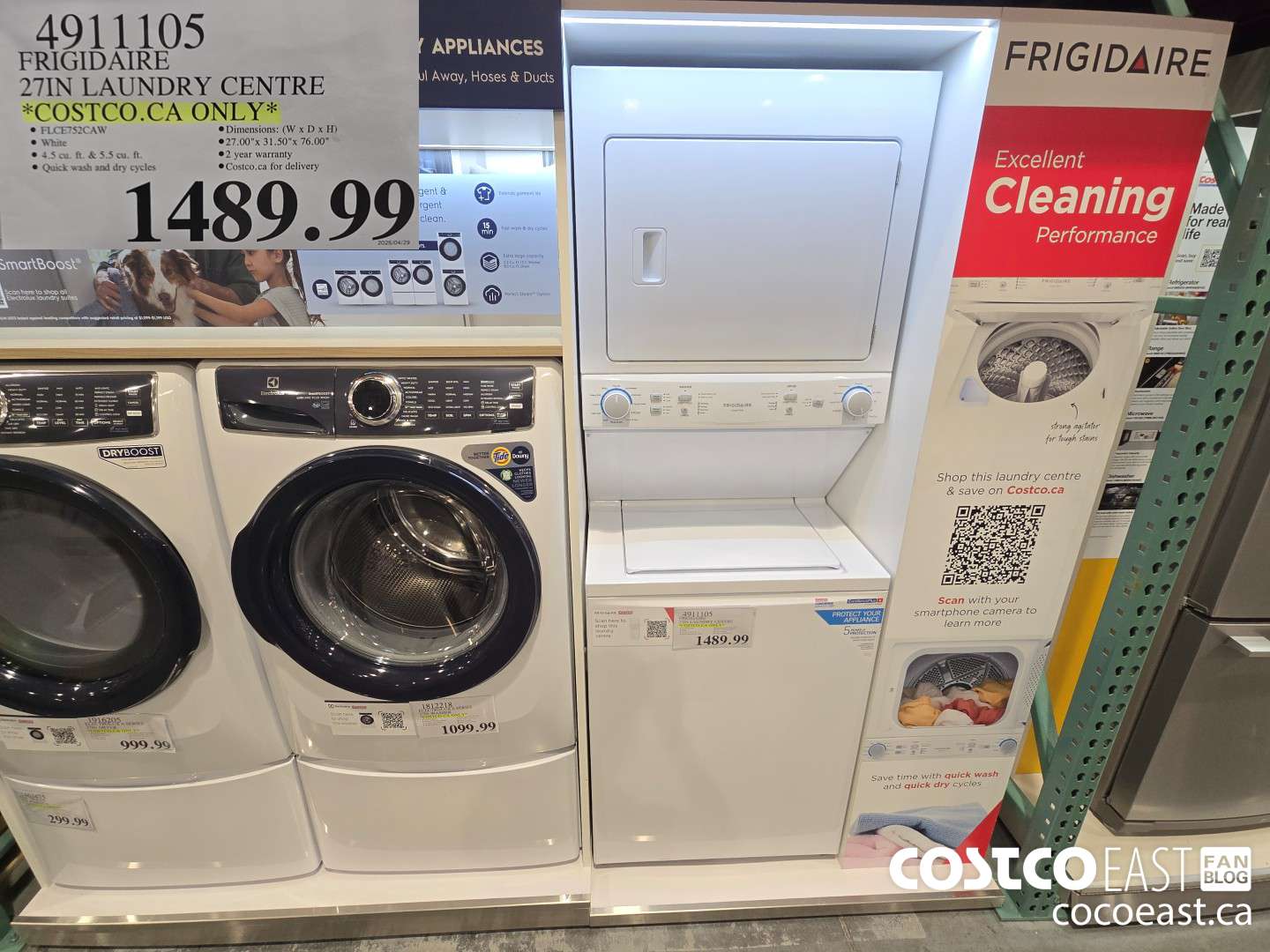 4911105 FRIGIDAIRE 27IN LAUNDRY CENTRE *COSTCO.CA ONLY* $1489.99