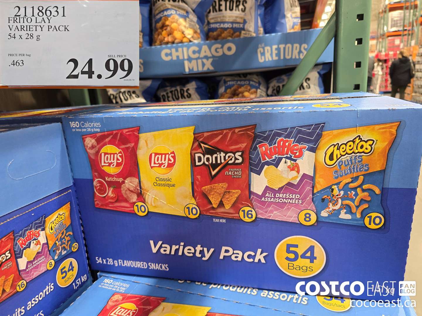 2118631 FRITO LAY VARIETY PACK 54 x 28 g $24.99