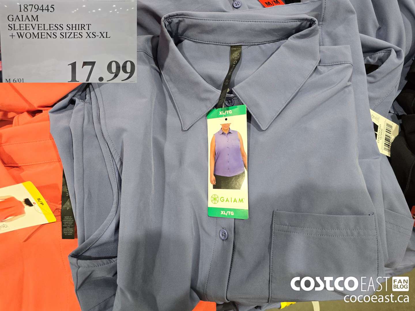 1879445 GAIAM SLEEVELESS SHIRT +WOMENS SIZES XS-XL $17.99