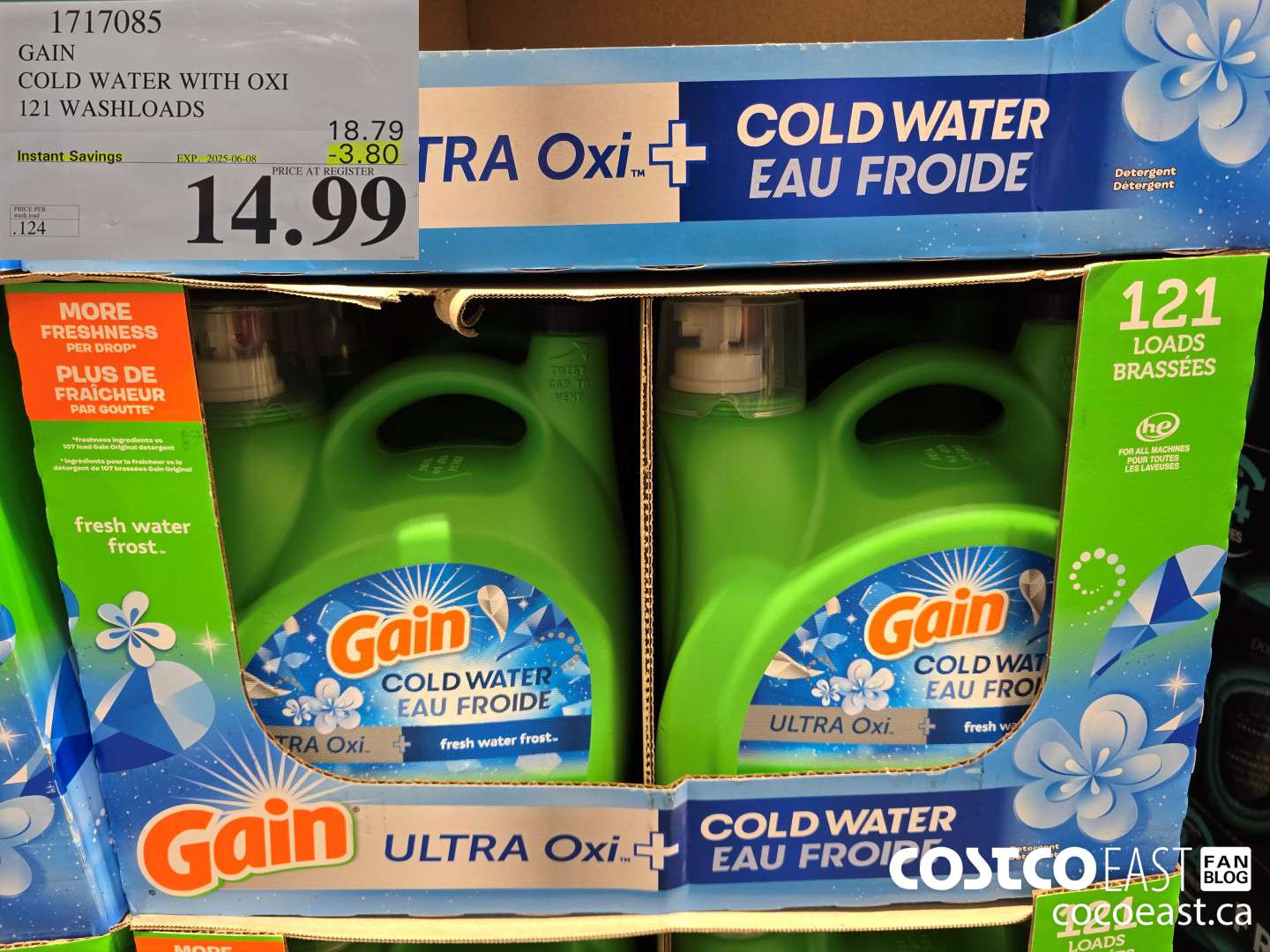 1717085 GAIN COLD WATER WITH OXI 121 wash loads ($3.80 INSTANT SAVINGS EXPIRES ON 2025-06-08) $14.99