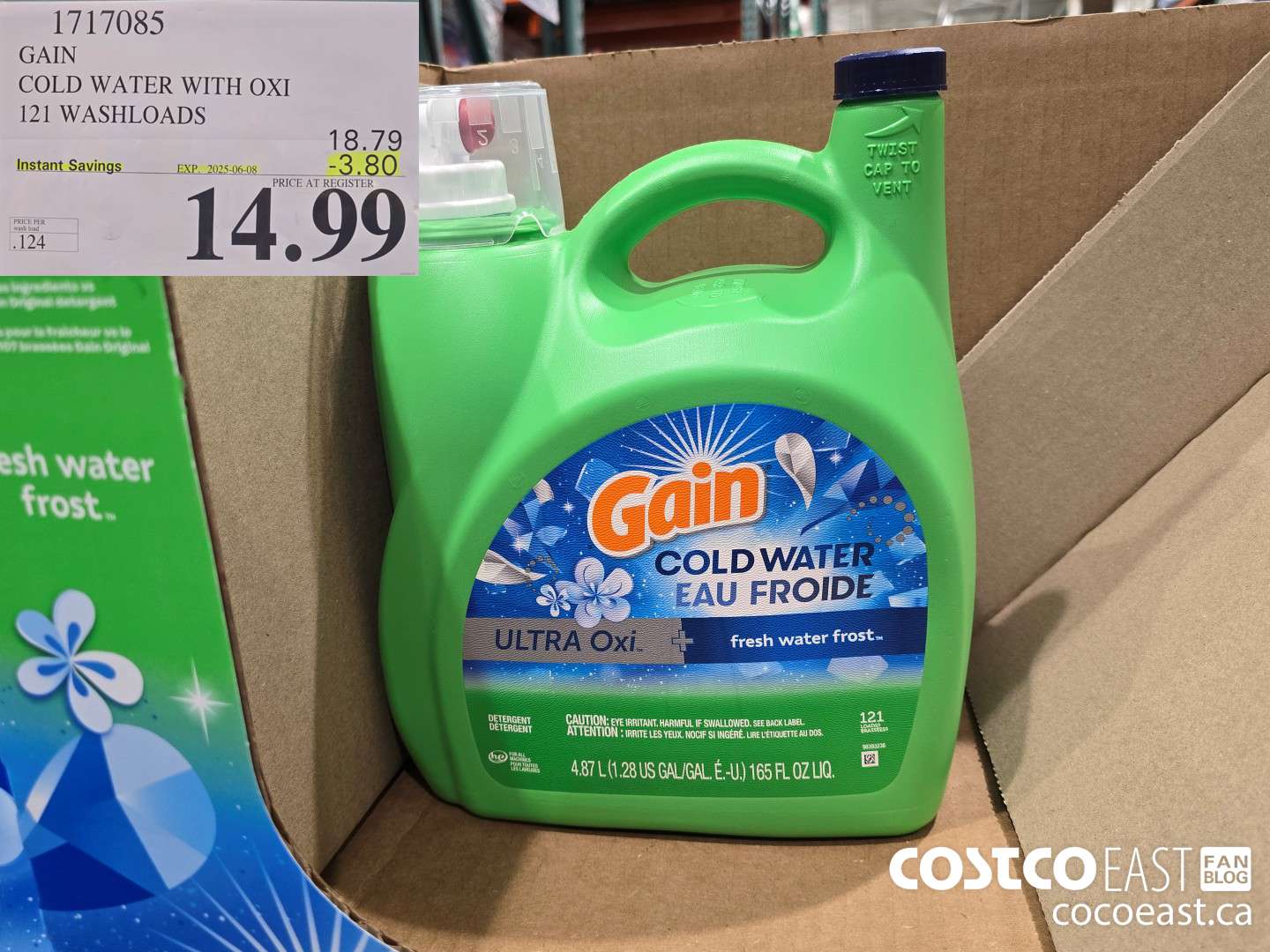1717085 GAIN COLD WATER WITH OXI 121 wash loads ($3.80 INSTANT SAVINGS EXPIRES ON 2025-06-08) $14.99