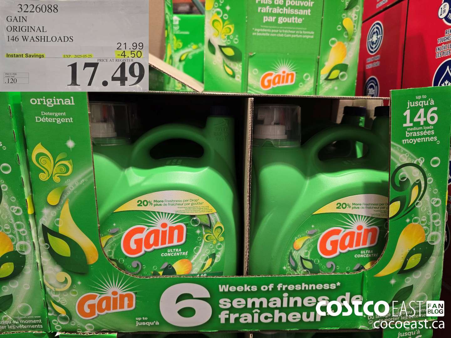 3226088 GAIN ORIGINAL 146 WASHLOADS ($4.50 INSTANT SAVINGS EXPIRES ON 2025-05-25) $17.49