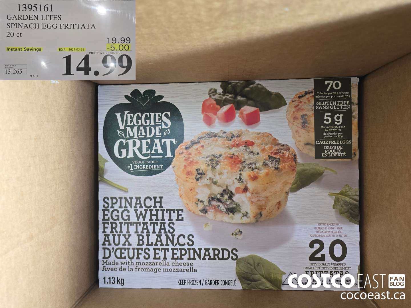 1395161 GARDEN LITES SPINACH EGG FRITTATA 20 ct ($5.00 INSTANT SAVINGS EXPIRES ON 2025-05-11) $14.99