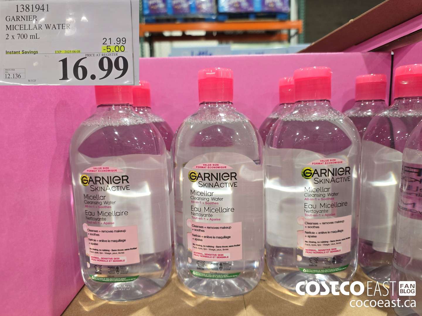 1381941 GARNIER MICELLAR WATER 2 x 700 mL  ($5.00 INSTANT SAVINGS EXPIRES ON 2025-06-08) $16.99