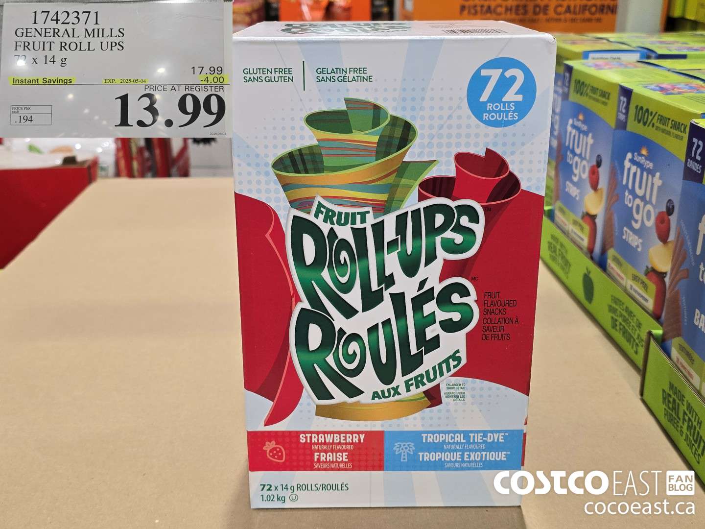 1742371 GENERAL MILLS FRUIT ROLL UPS 72 x 14 G ($4.00 INSTANT SAVINGS EXPIRES ON 2025-05-04) $13.99