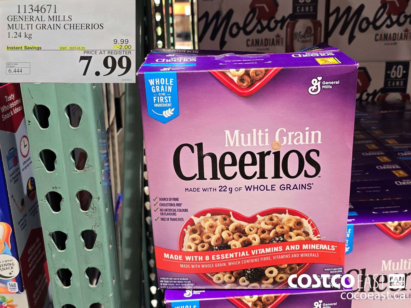 1134671 GENERAL MILLS MULTI-GRAIN CHEERIOS 1.24 KG ($2.00 INSTANT SAVINGS EXPIRES ON 2025-05-25) $7.99
