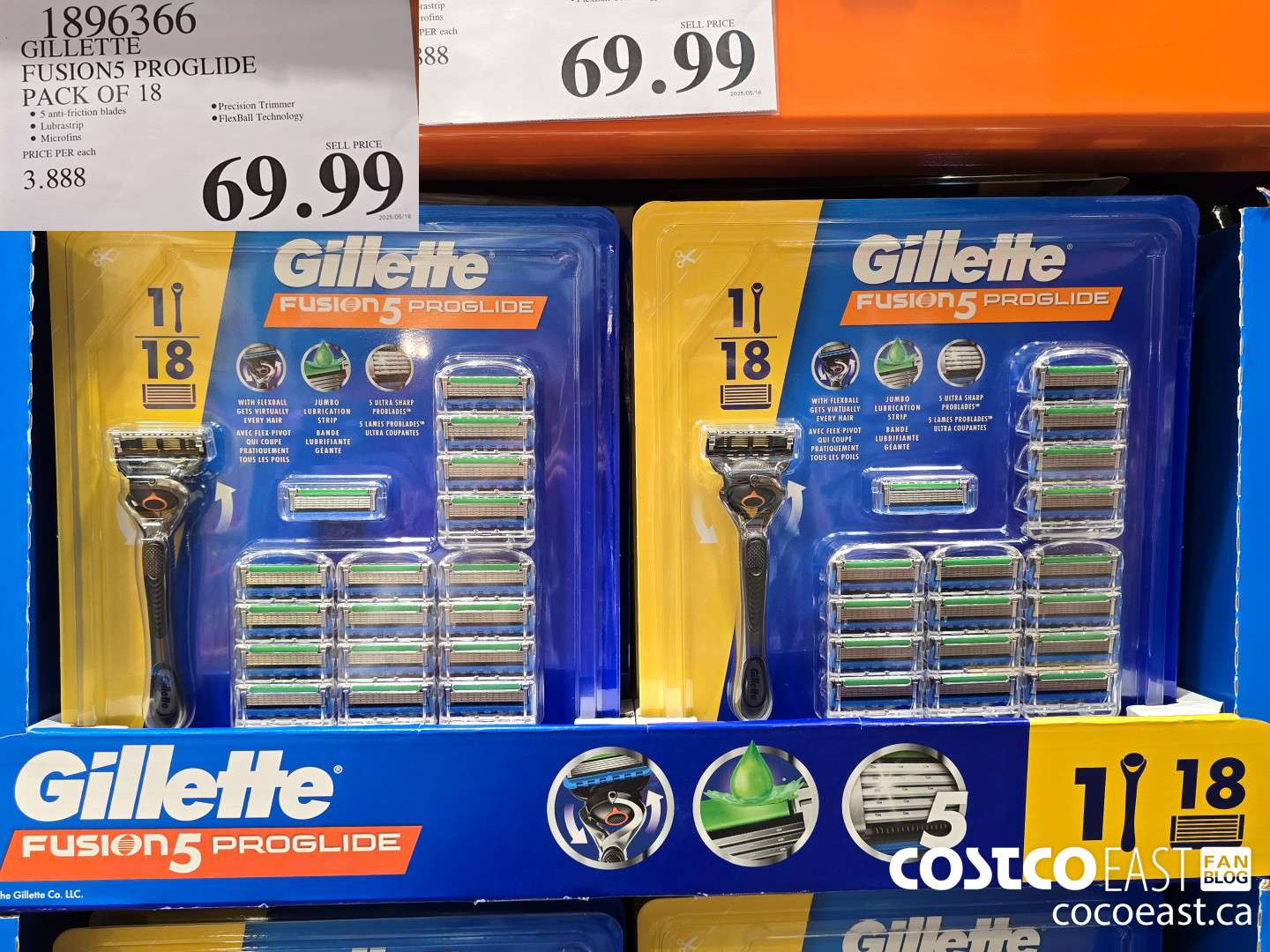 1896366 GILLETTE FUSION5 PROGLIDE PACK OF 18 $69.99