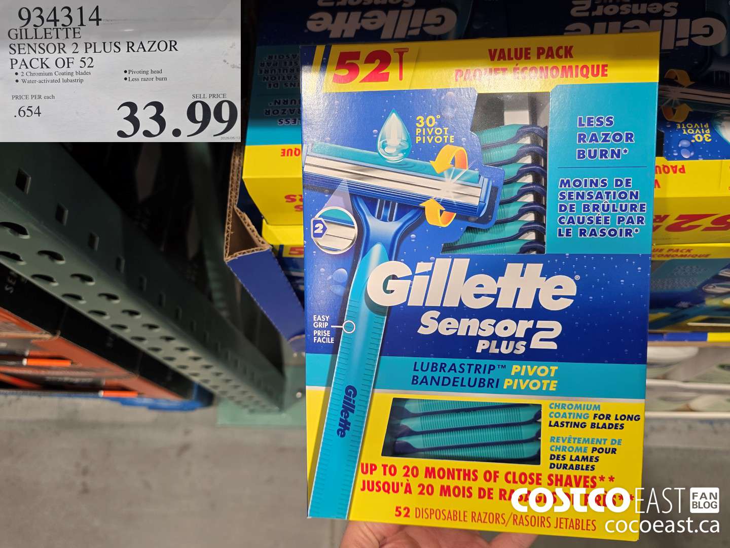 934314 GILLETTE SENSOR 2 PLUS RAZOR PACK OF 52 $33.99