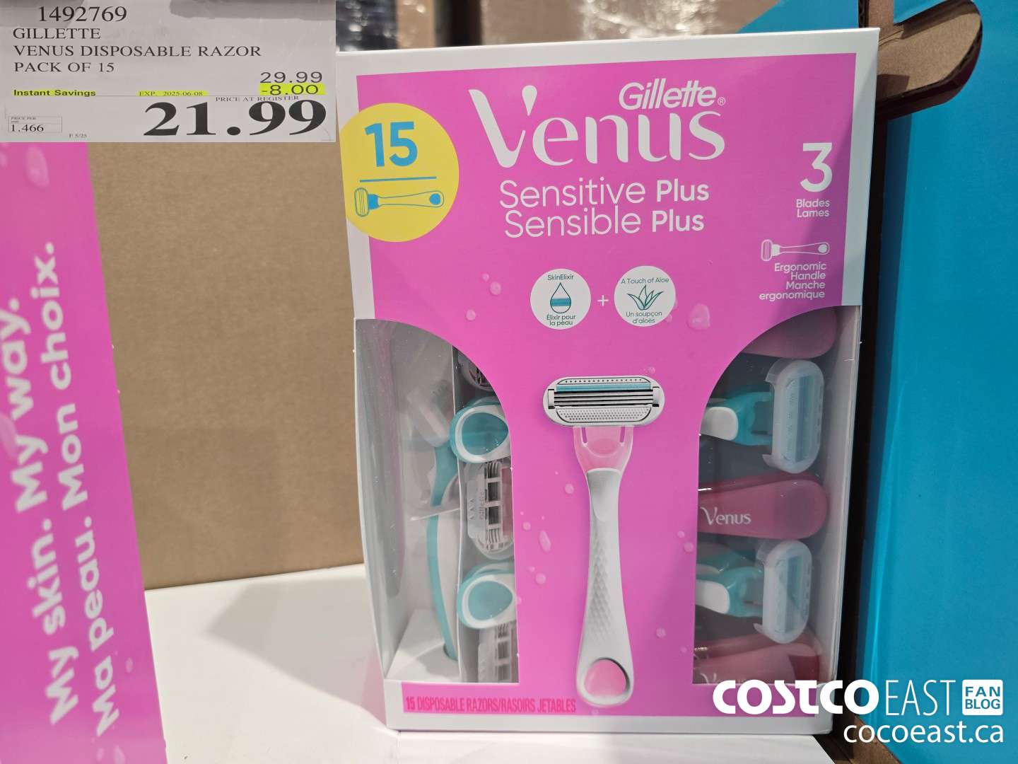 1492769 GILLETTE VENUS DISPOSABLE RAZOR PACK OF 15 ($8.00 INSTANT SAVINGS EXPIRES ON 2025-06-08) $21.99