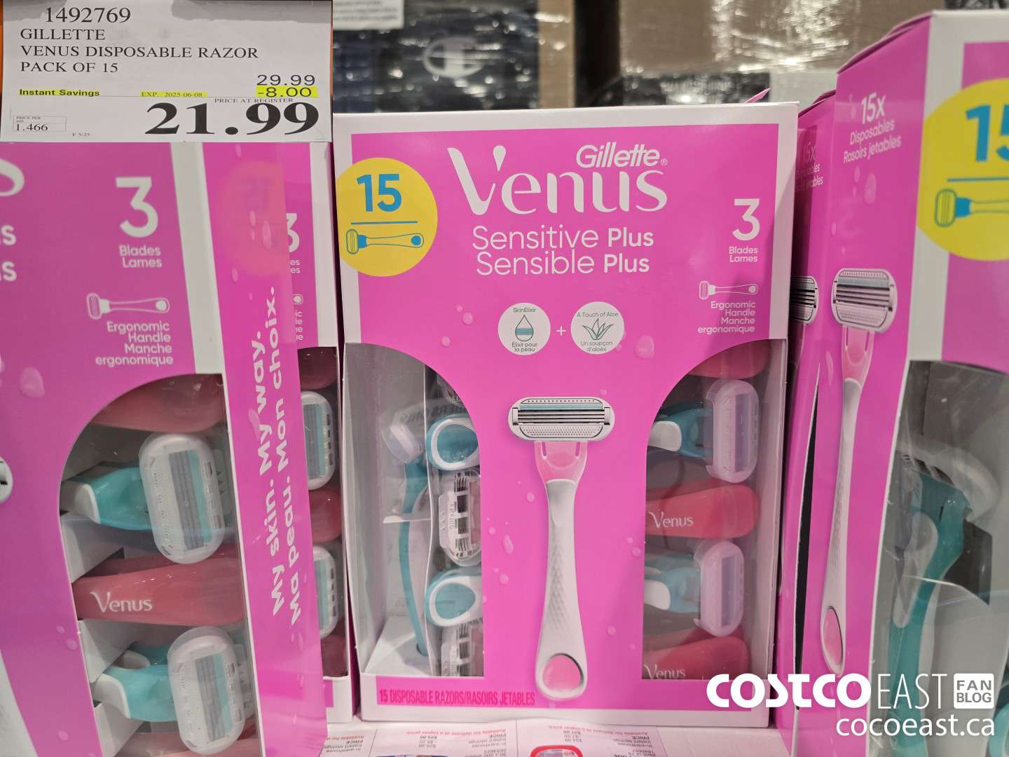 1492769 GILLETTE VENUS DISPOSABLE RAZOR PACK OF 15 ($8.00 INSTANT SAVINGS EXPIRES ON 2025-06-08) $21.99