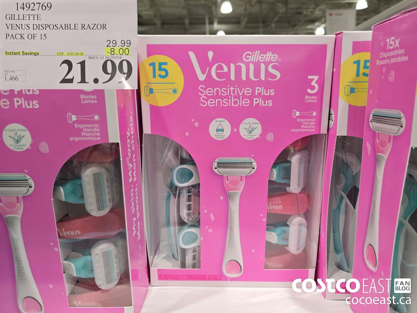 1492769 GILLETTE VENUS DISPOSABLE RAZOR PACK OF 15 ($8.00 INSTANT SAVINGS EXPIRES ON 2025-06-08) $21.99