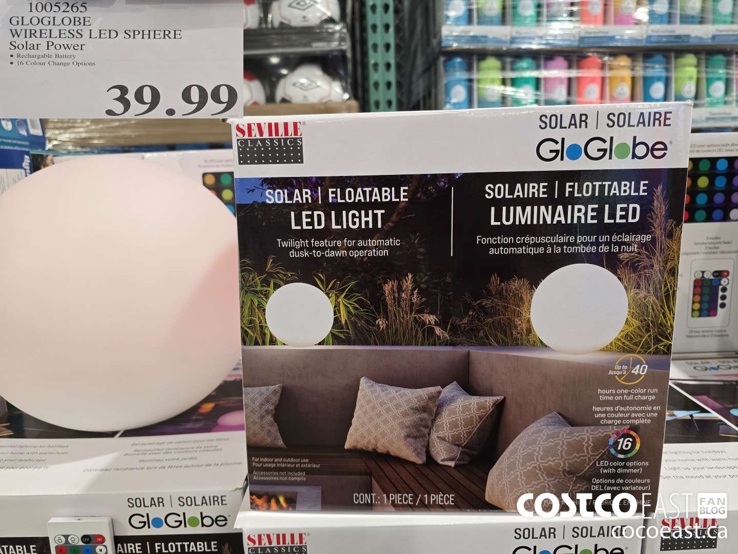 1005265 GLOGLOBE WIRELESS LED SPHERE SOLAR POWER $39.99