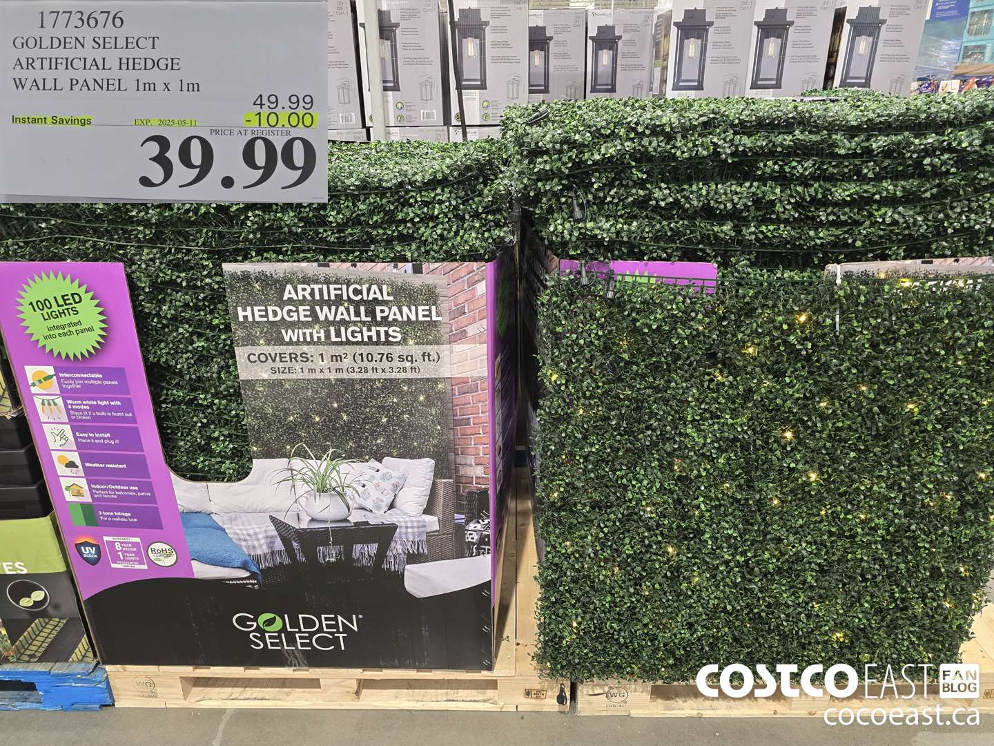 1773676 GOLDEN SELECT ARTIFICIAL HEDGE WALL PANEL 1M X 1M ($10.00 INSTANT SAVINGS EXPIRES ON 2025-05-11) $39.99