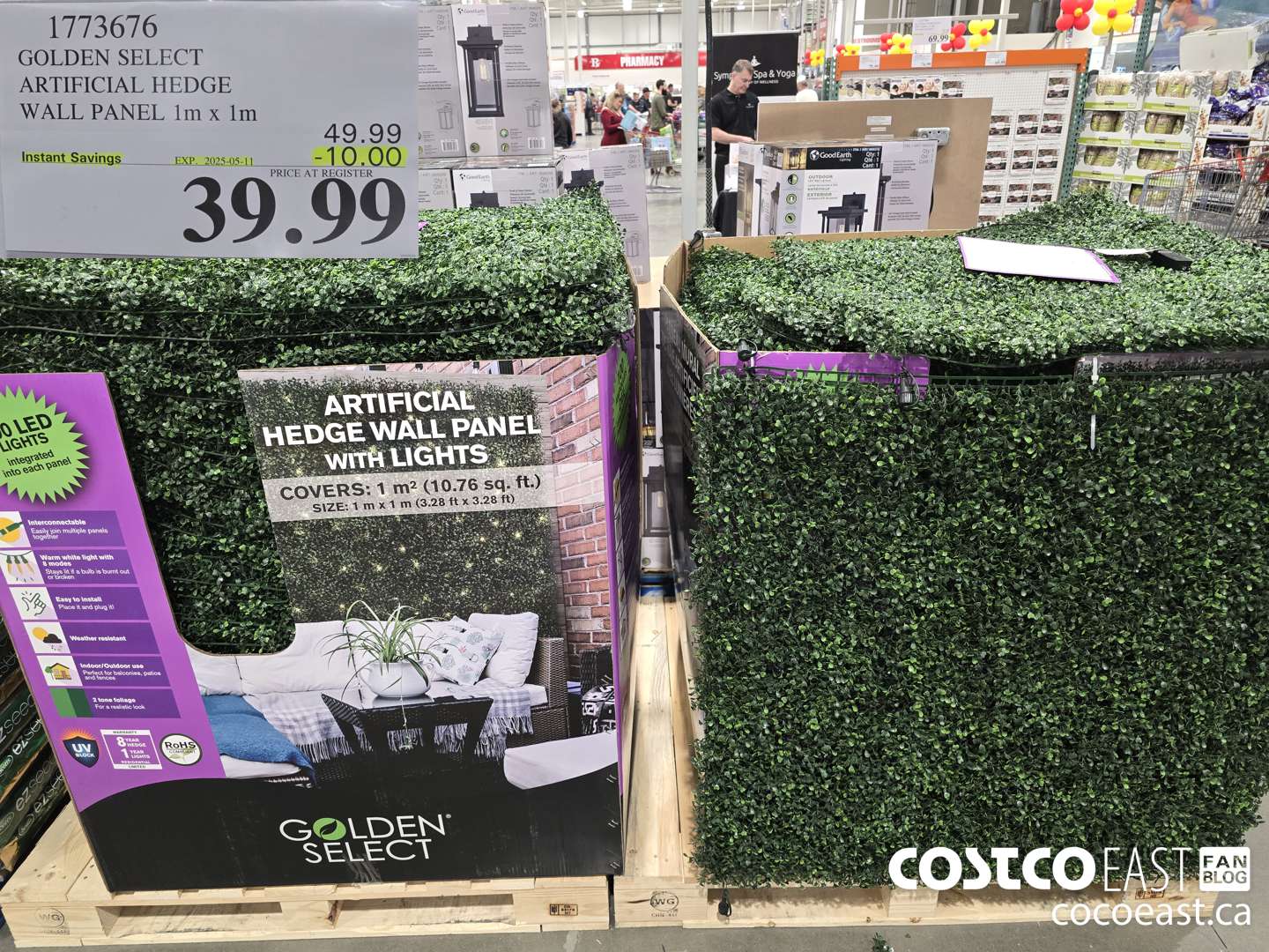 1773676 GOLDEN SELECT ARTIFICIAL HEDGE WALL PANEL 1M X 1M ($10.00 INSTANT SAVINGS EXPIRES ON 2025-05-11) $39.99