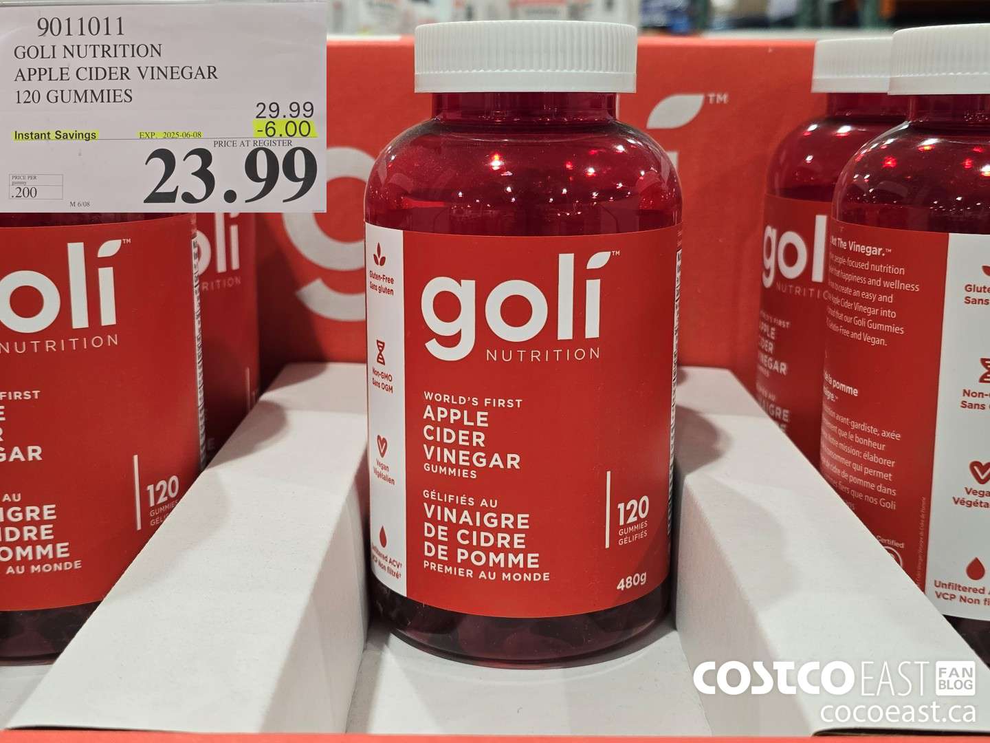 9011011 GOLI NUTRITION APPLE CIDER VINEGAR 120 GUMMIES ($6.00 INSTANT SAVINGS EXPIRES ON 2025-06-08) $23.99
