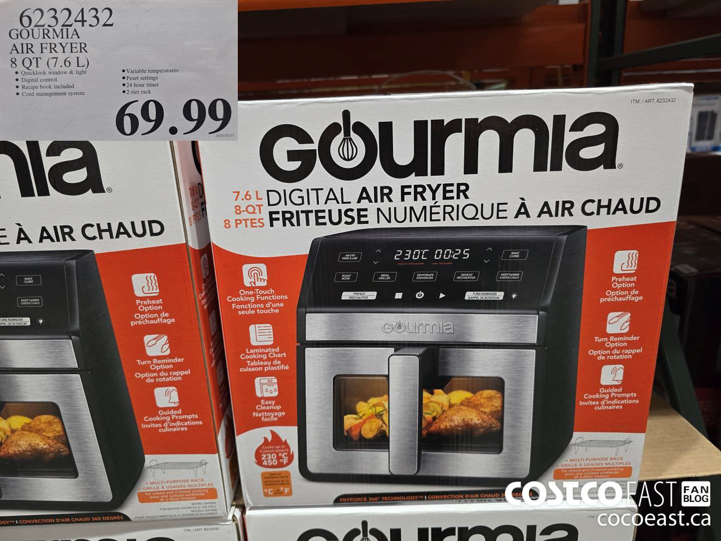 6232432 GOURMIA AIR FRYER 8 QT / 7.6 L $69.99
