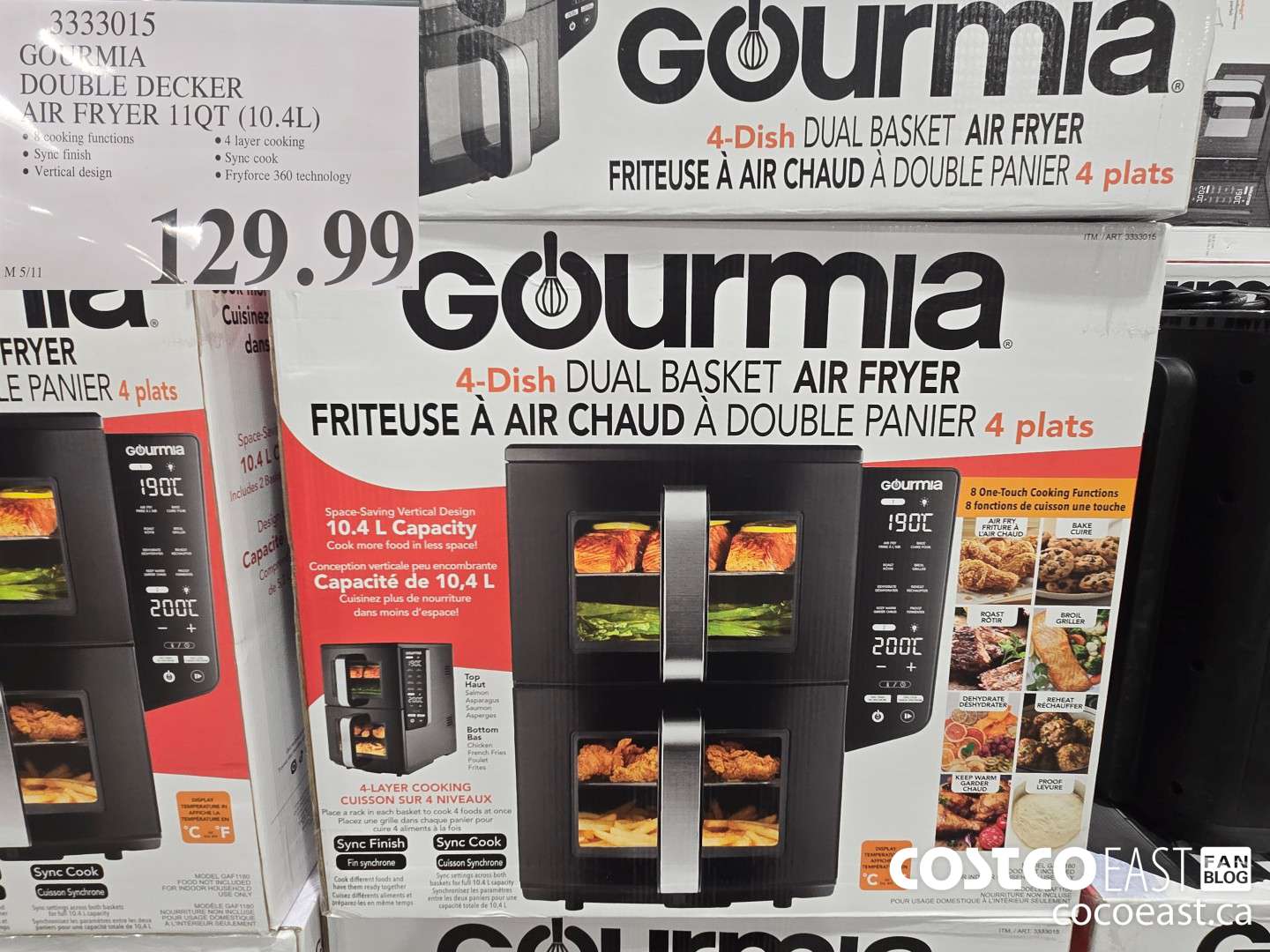 3333015 GOURMIA DOUBLE DECKER AIR FRYER 11QT (10.4L) $129.99