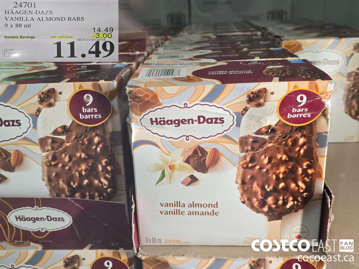 24701 HAAGAN-DAZS VANILLA ALMOND BARS 9 X 88 ML ($3.00 INSTANT SAVINGS EXPIRES ON 2025-05-04) $11.49
