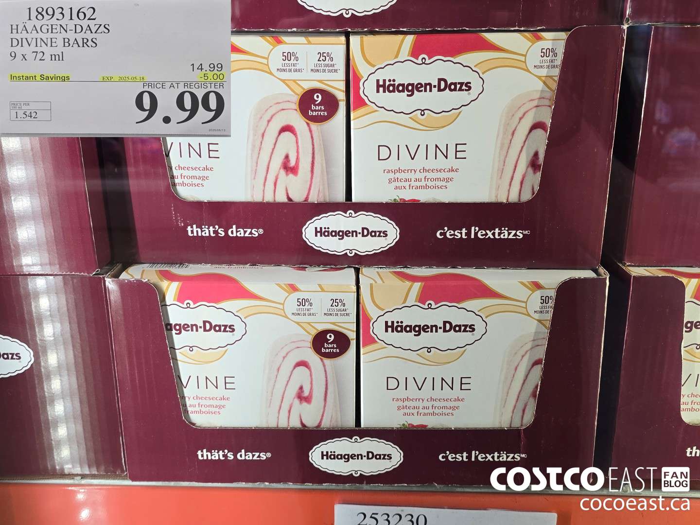 1893162 HAAGEN-DAZS DIVINE BARS 9 x 72ml ($5.00 INSTANT SAVINGS EXPIRES ON 2025-05-18) $9.99