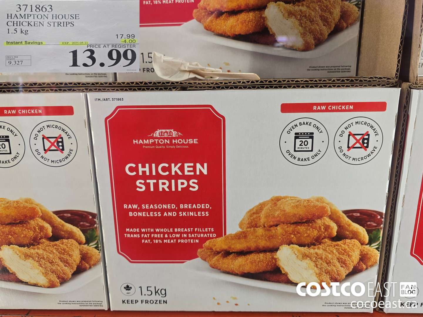 371863 HAMPTON HOUSE CHICKEN STRIPS 1.5 KG ($4.00 INSTANT SAVINGS EXPIRES ON 2025-05-11) $13.99
