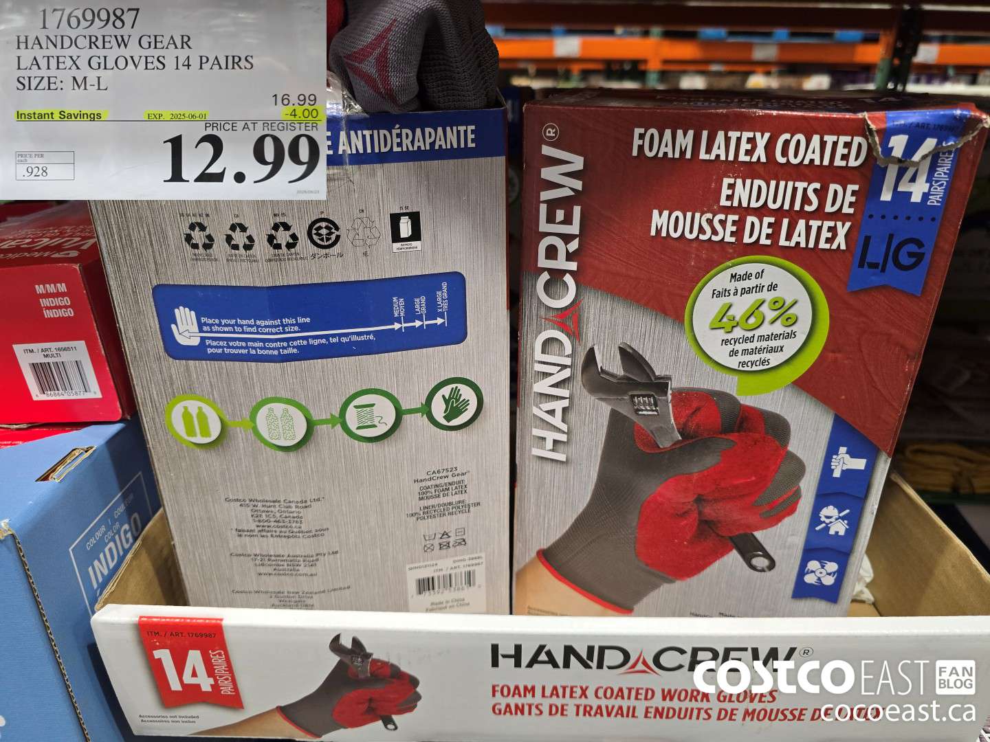 1769987 HANDCREW GEAR LATEX GLOVES 14 PAIRS SIZE: M-L ($4.00 INSTANT SAVINGS EXPIRES ON 2025-06-01) $12.99