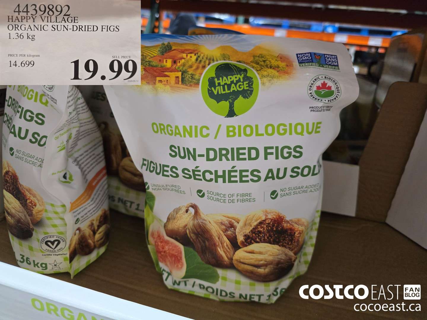 4439892 HAPPY VILLAGE ORGANIC SUN-DRIED FIGS 1.36 kg $19.99