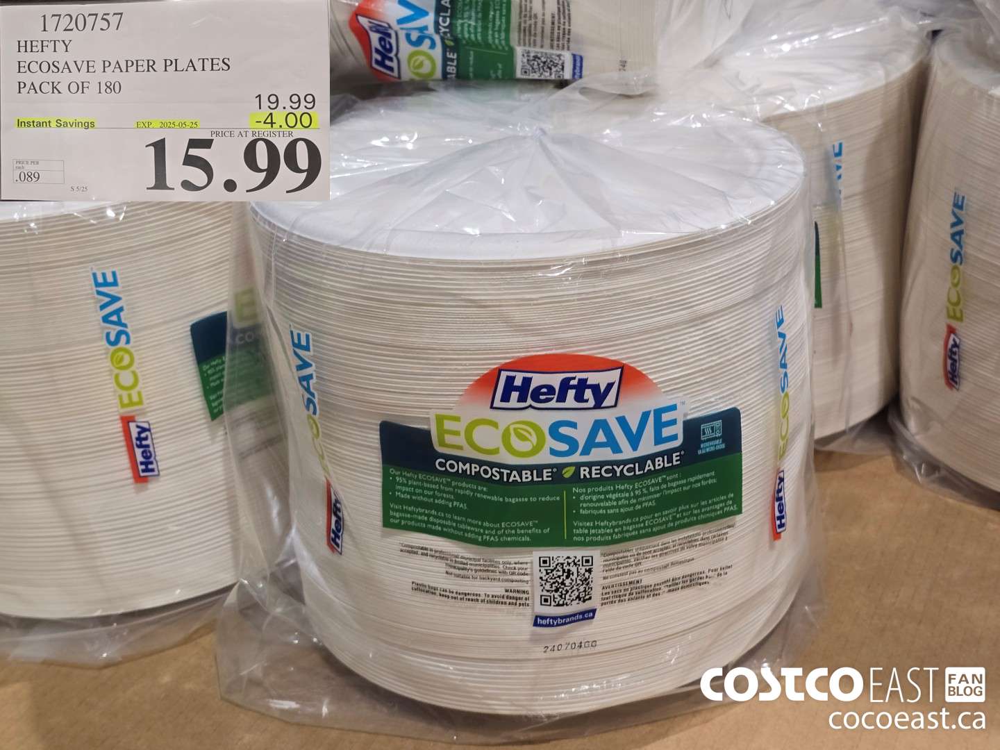 1720757 HEFTY ECOSAVE PAPER PLATES PACK OF 180 ($4.00 INSTANT SAVINGS EXPIRES ON 2025-05-25) $15.99