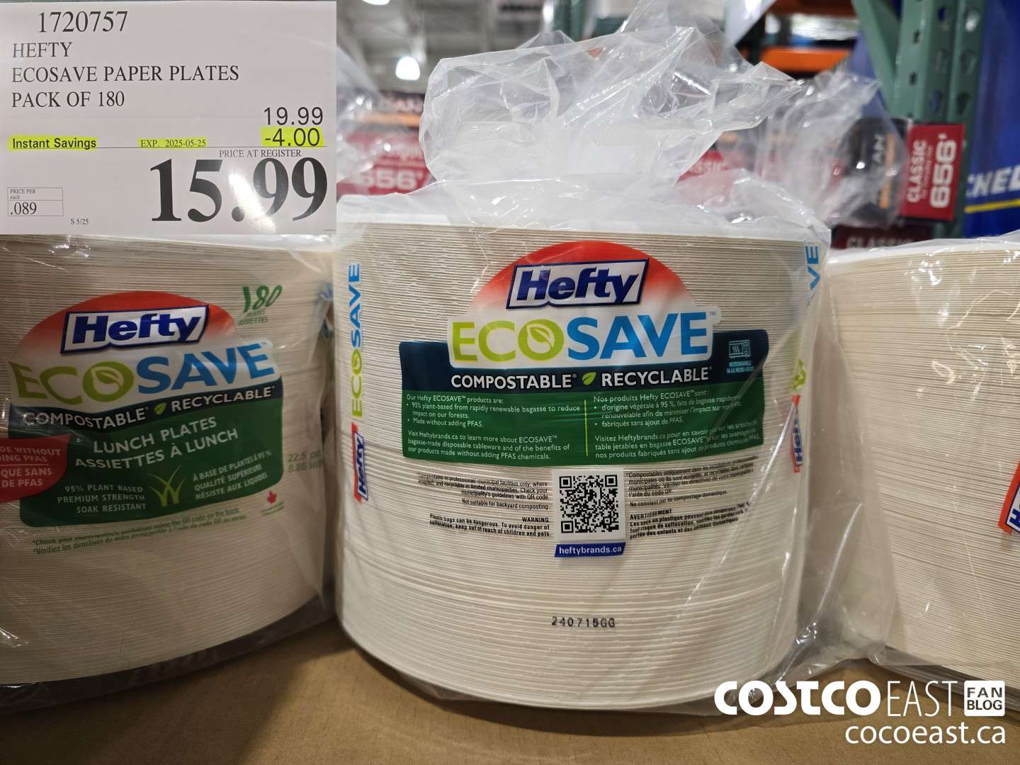 1720757 HEFTY ECOSAVE PAPER PLATES PACK OF 180 ($4.00 INSTANT SAVINGS EXPIRES ON 2025-05-25) $15.99