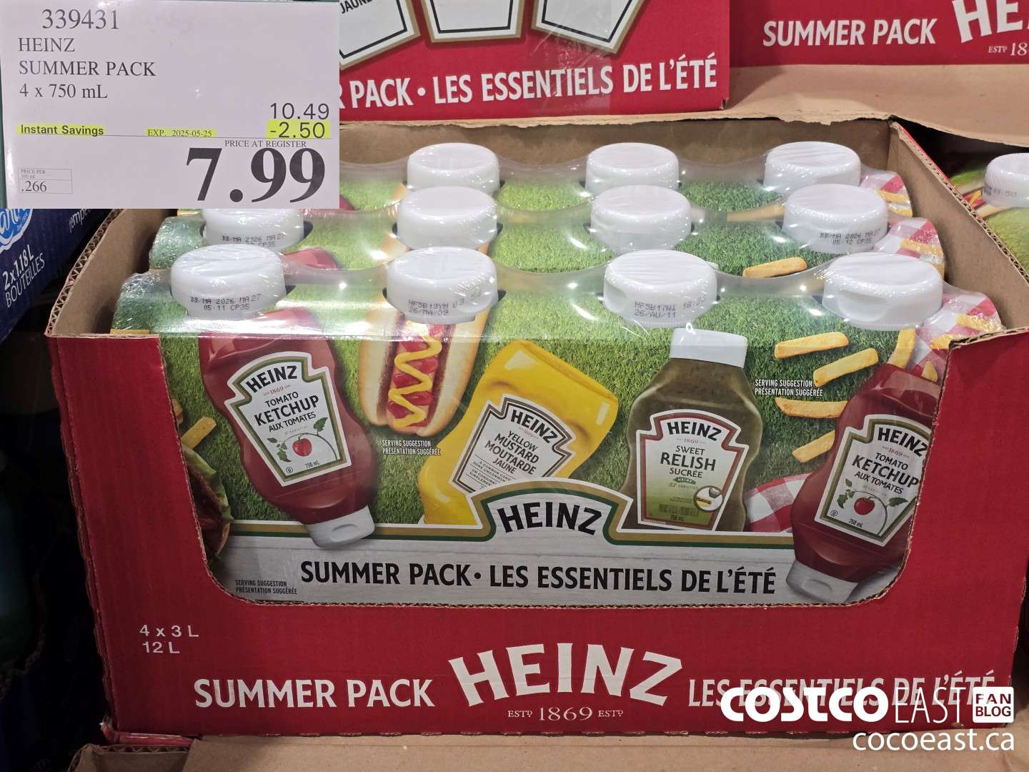 339431 HEINZ SUMMER PACK 4 x 750 mL ($2.50 INSTANT SAVINGS EXPIRES ON 2025-05-25) $7.99