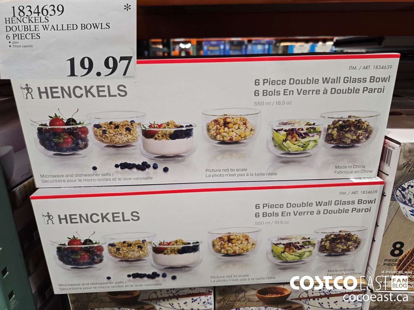 1834639 HENCKELS DOUBLE WALLED BOWLS 6 PIECES $19.97