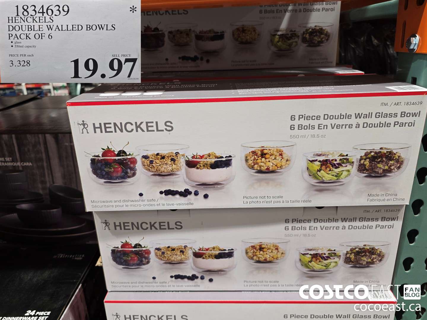 1834639 HENCKELS DOUBLE WALLED BOWLS 6 PIECES $19.97
