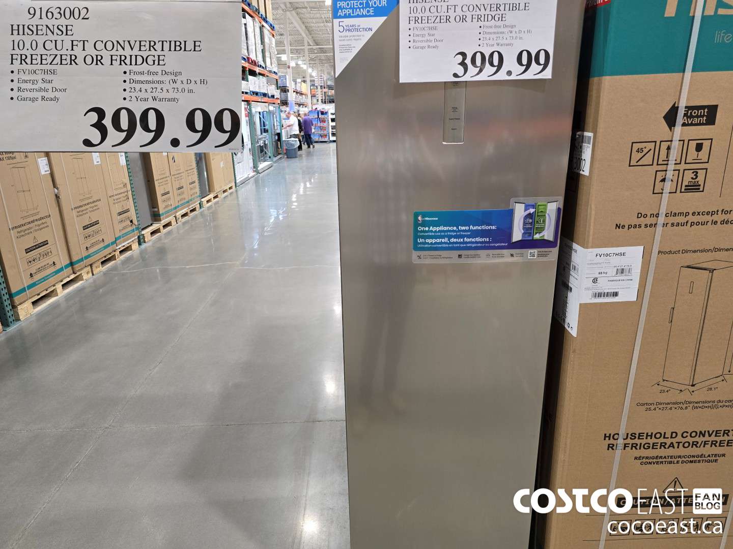 9163002 HISENSE 10.0 CU.FT CONVERTIBLE FREEZER OR FRIDGE $399.99