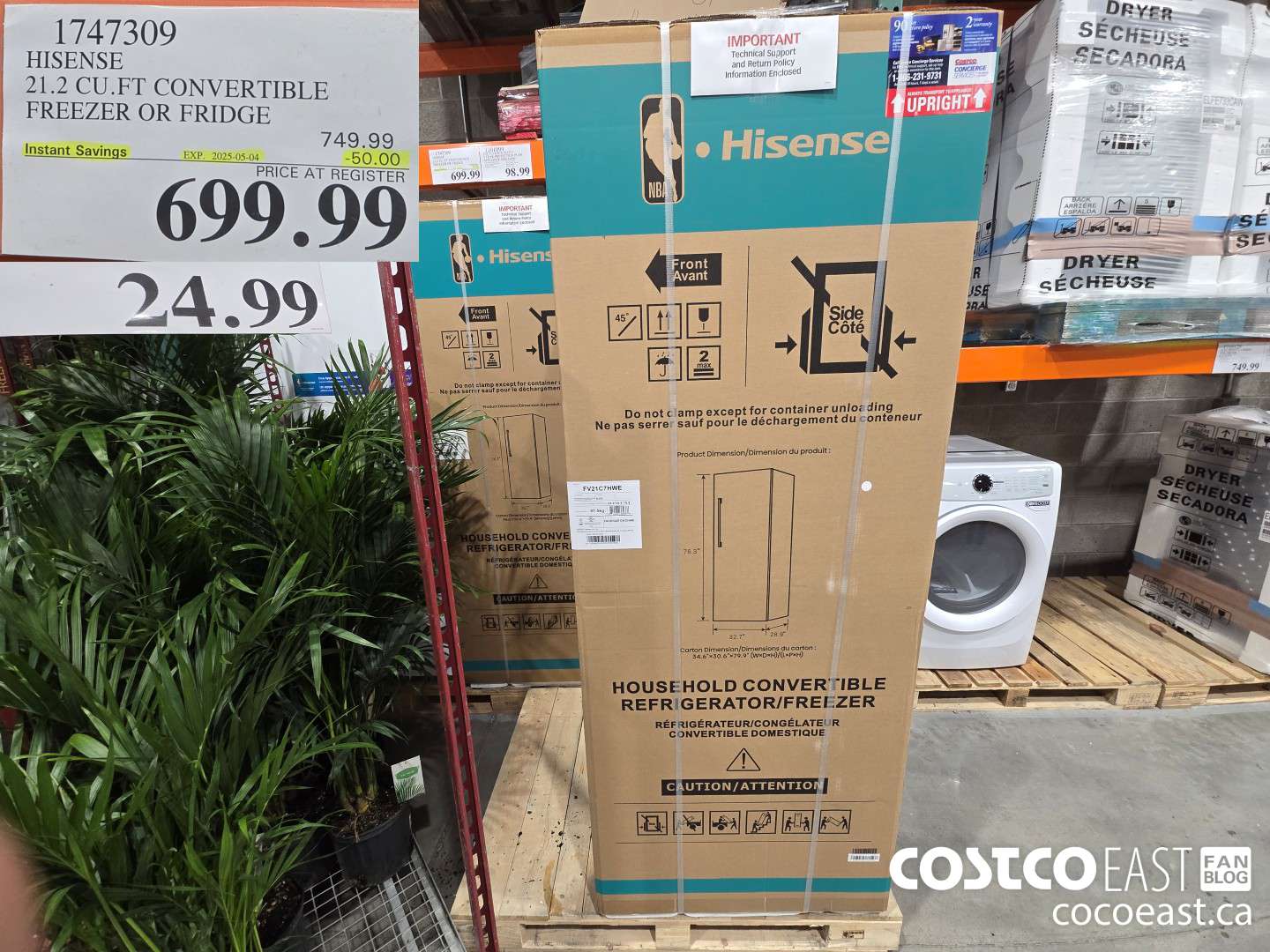 1747309 HISENSE 21.2 CU.FT CONVERTIBLE FREEZER OR FRIDGE ($50.00 INSTANT SAVINGS EXPIRES ON 2025-05-04) $699.99