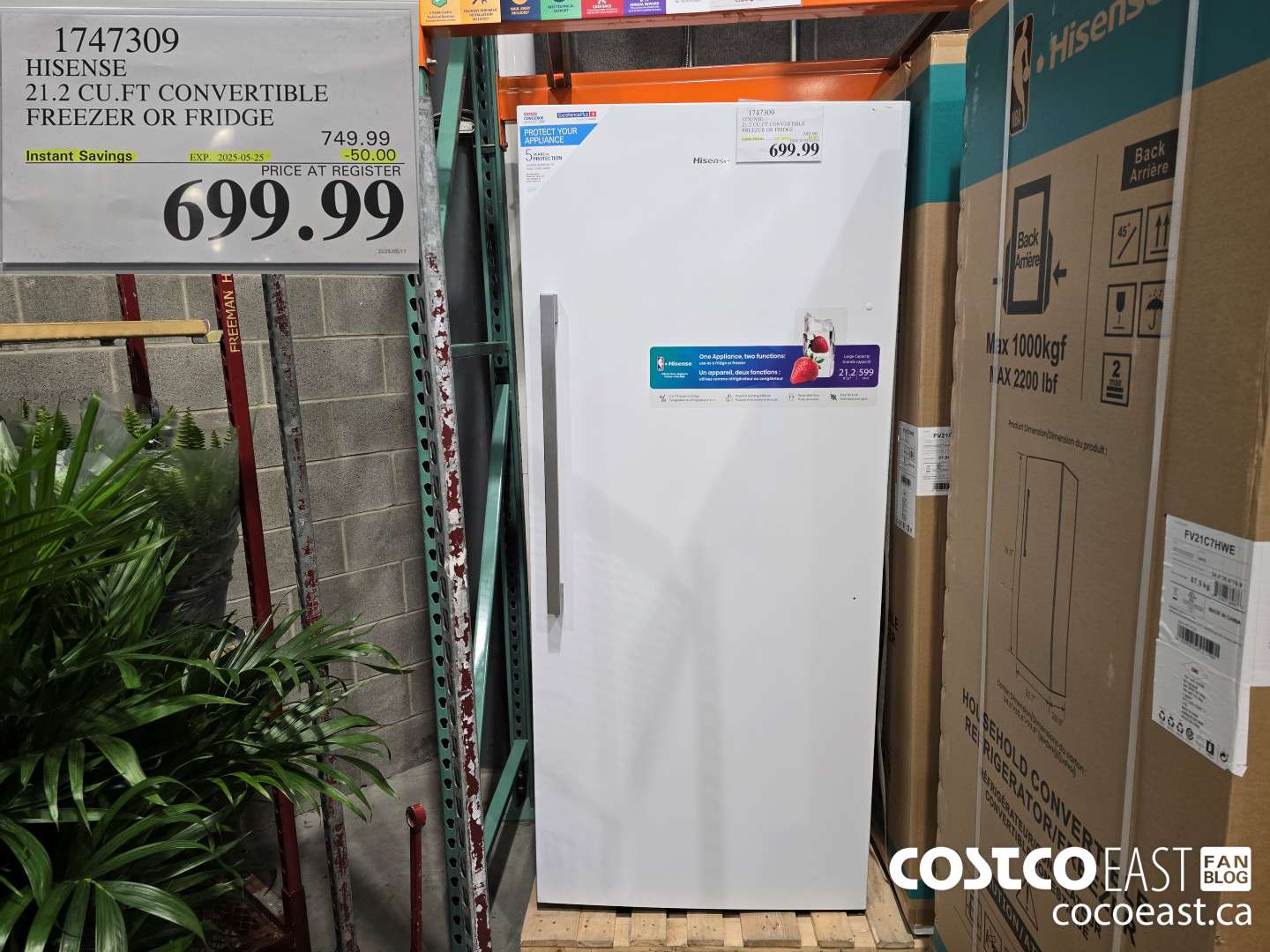 1747309 HISENSE 21.2 CU.FT CONVERTIBLE FREEZER OR FRIDGE ($50.00 INSTANT SAVINGS EXPIRES ON 2025-05-25) $699.99
