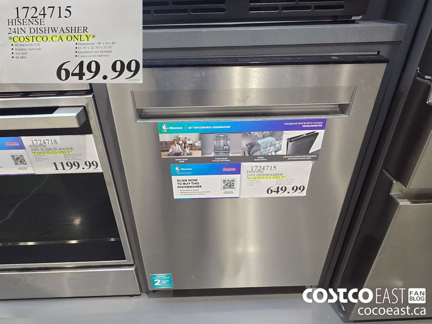 1724715 HISENSE 24IN DISHWASHER *COSTCO.CA ONLY* $649.99