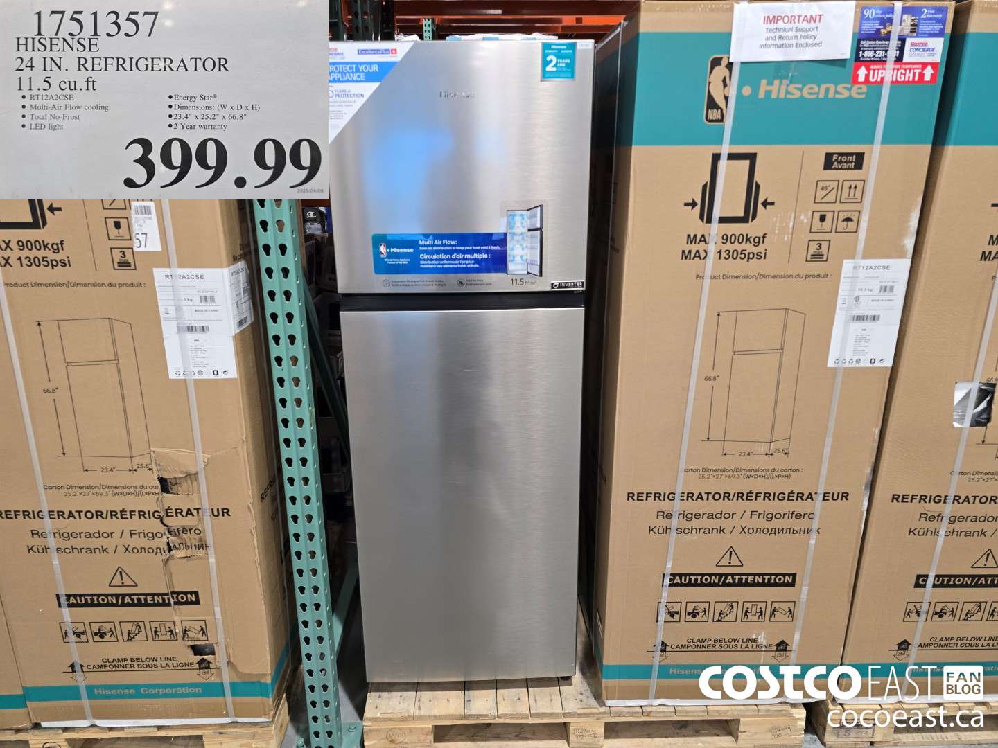 1751357 HISENSE 24 IN. REFRIGERATOR 11.5 cu.ft $399.99