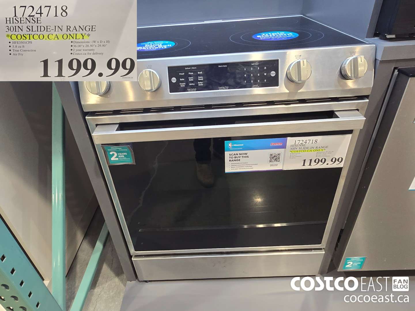 1724718 HISENSE 30IN SLIDE-IN RANGE *COSTCO.CA ONLY* $1199.99