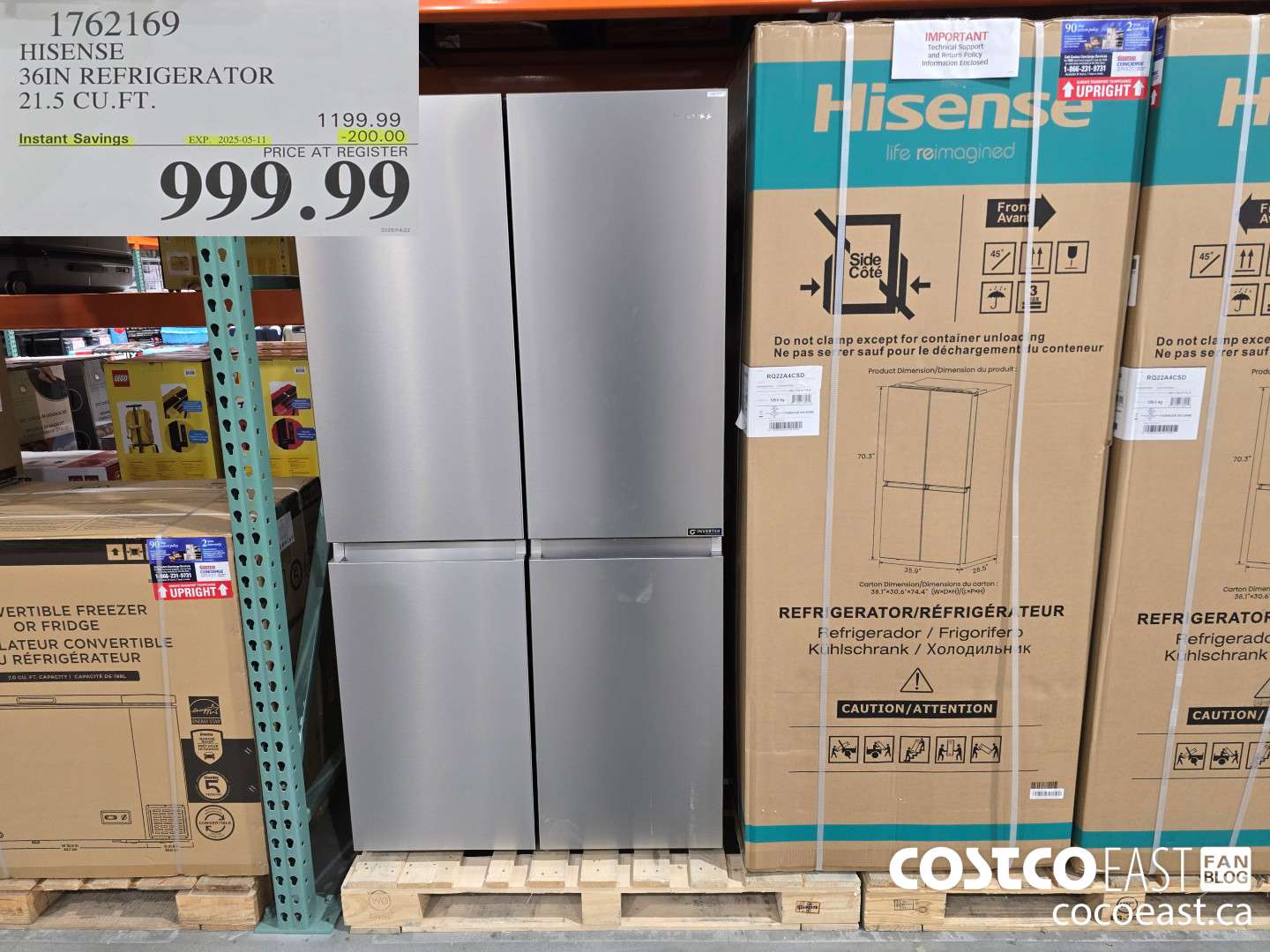 1762169 HISENSE 36IN REFRIGERATOR 21.5 CUFT ($200.00 INSTANT SAVINGS EXPIRES ON 2025-05-11) $999.99