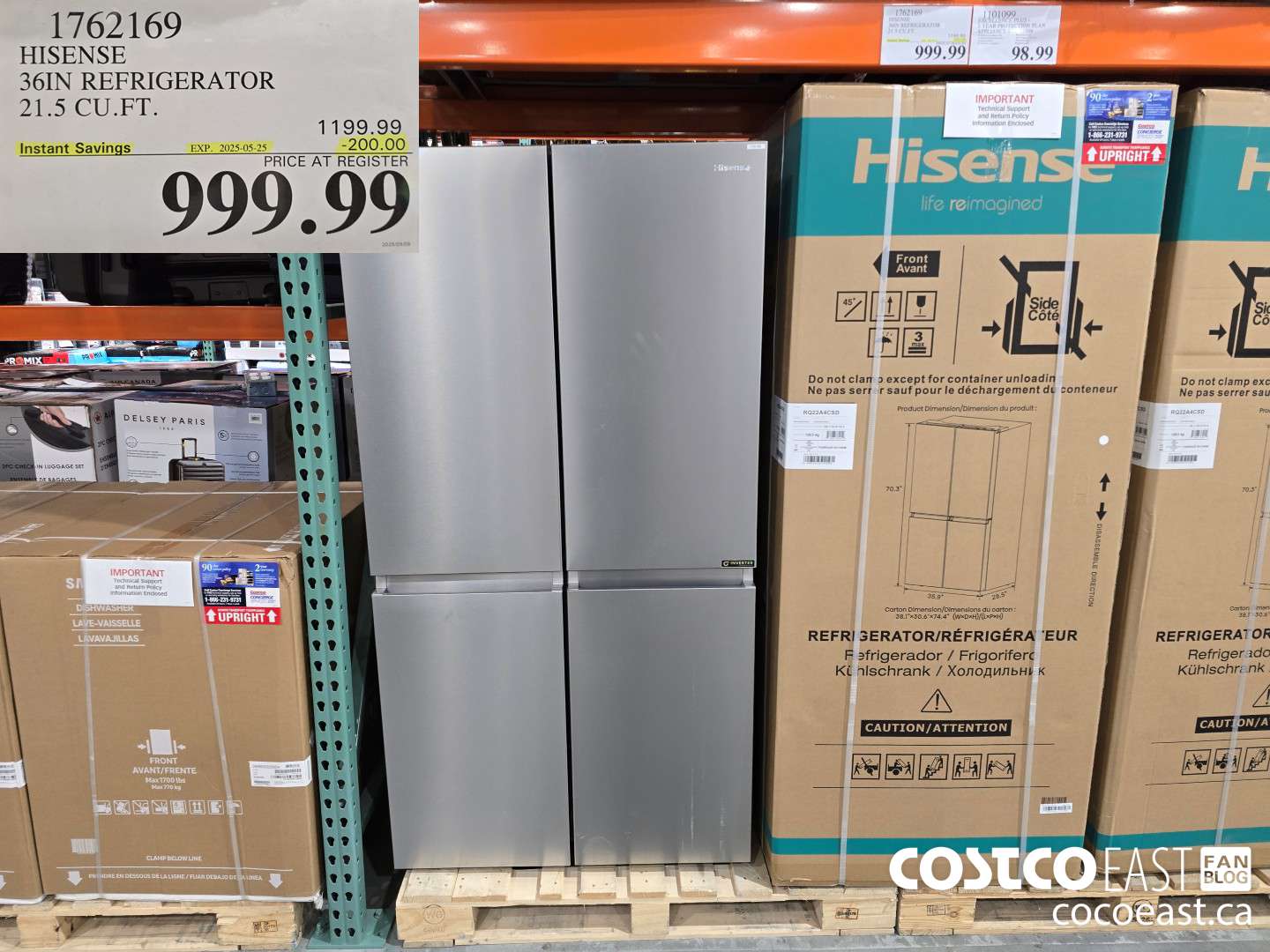 1762169 HISENSE 36IN REFRIGERATOR 21.5 CUFT ($200.00 INSTANT SAVINGS EXPIRES ON 2025-05-25) $999.99