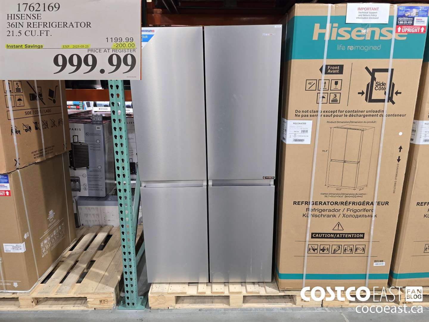 1762169 HISENSE 36IN REFRIGERATOR 21.5 CUFT ($200.00 INSTANT SAVINGS EXPIRES ON 2025-05-25) $999.99