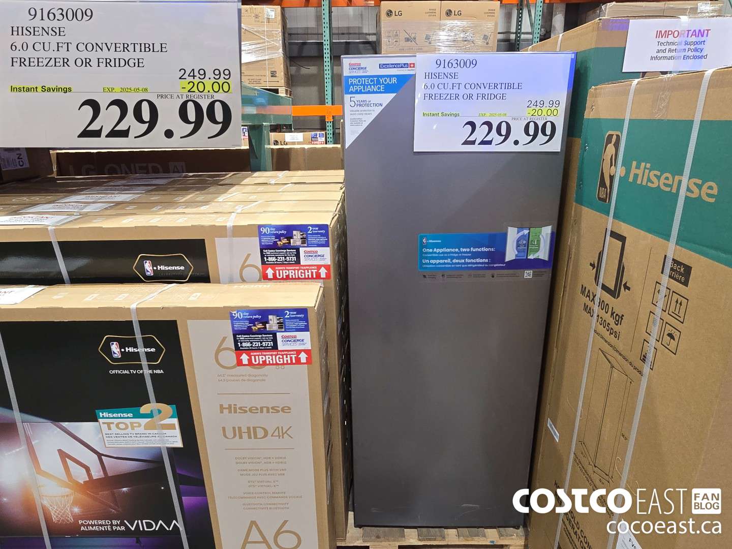 9163009 HISENSE 6.0 CU.FT CONVERTIBLE FREEZER OR FRIDGE ($20.00 INSTANT SAVINGS EXPIRES ON 2025-05-08) $229.99
