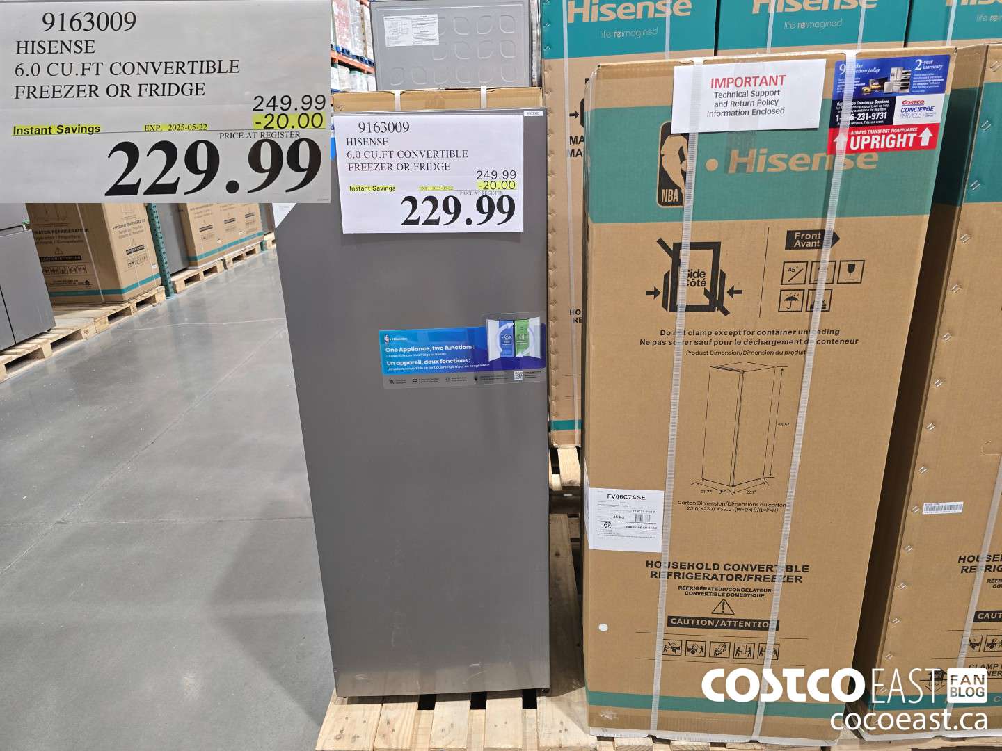 9163009 HISENSE 6.0 CU.FT CONVERTIBLE FREEZER OR FRIDGE ($20.00 INSTANT SAVINGS EXPIRES ON 2025-05-22) $229.99