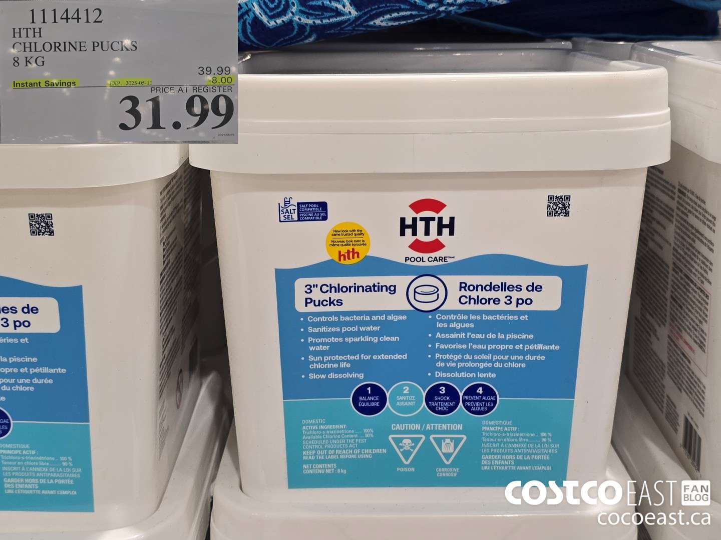 1114412 HTH CHLORINE PUCKS 8 KG ($8.00 INSTANT SAVINGS EXPIRES ON 2025-05-11) $31.99