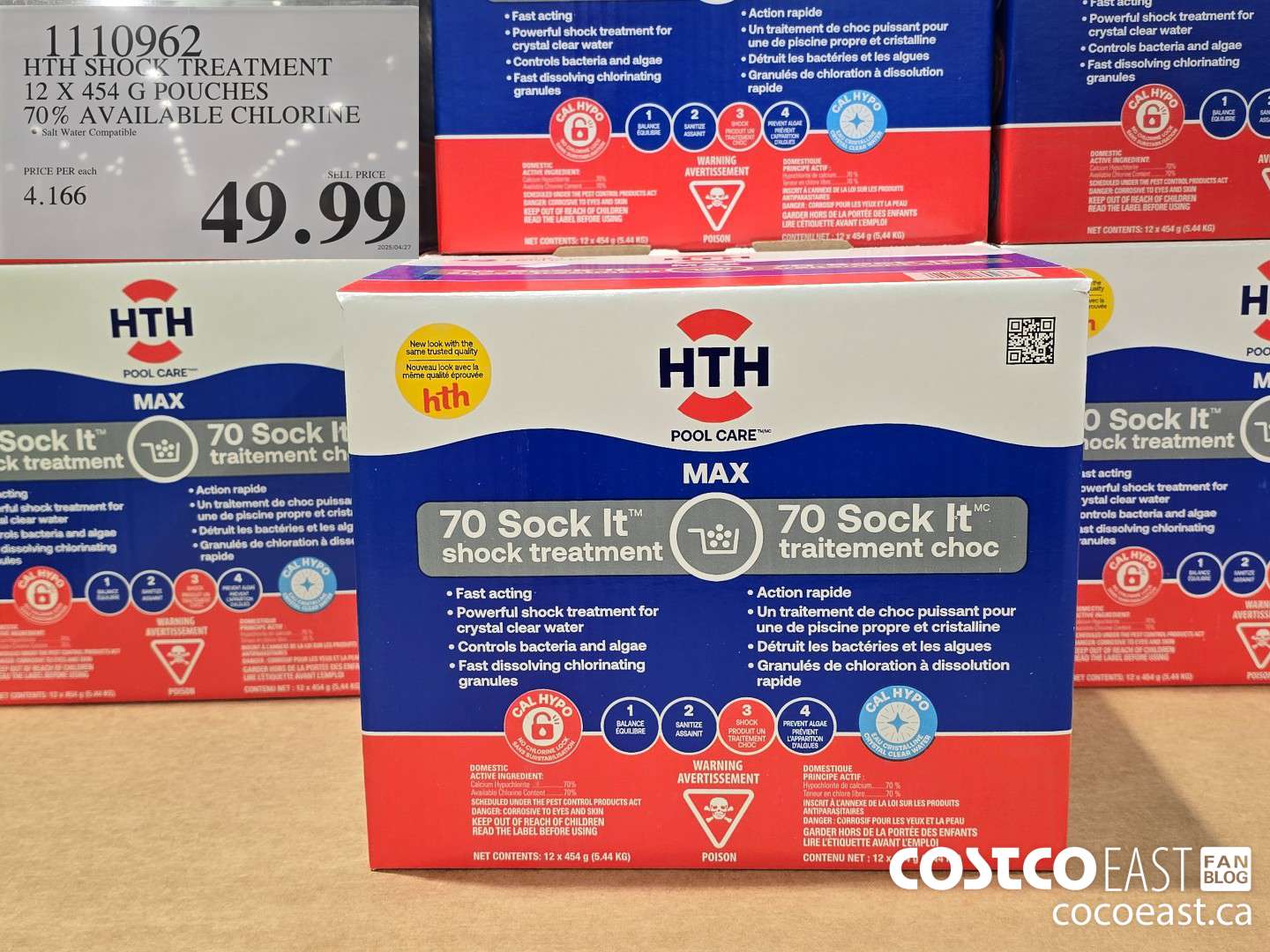 1110962 HTH SHOCK TREATMENT 12 X 454 G POUCHES 70% AVAILABLE CHLORINE $49.99