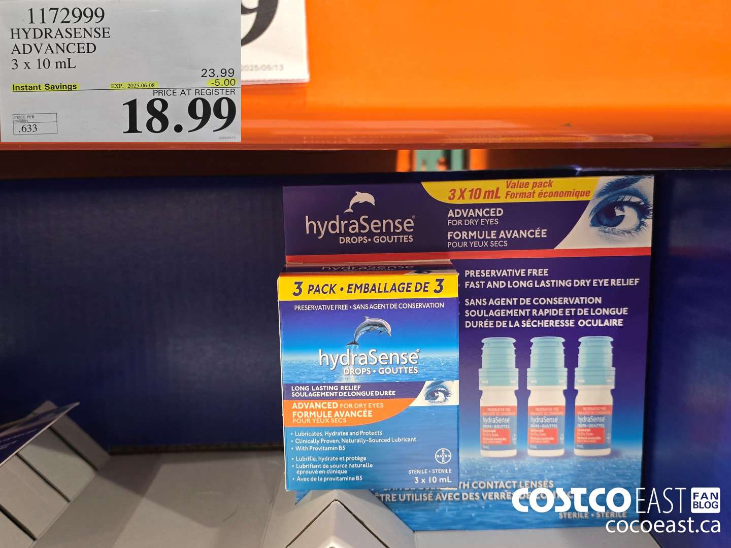 1172999 HYDRASENSE ADVANCED 3 x 10ML ($5.00 INSTANT SAVINGS EXPIRES ON 2025-06-08) $18.99