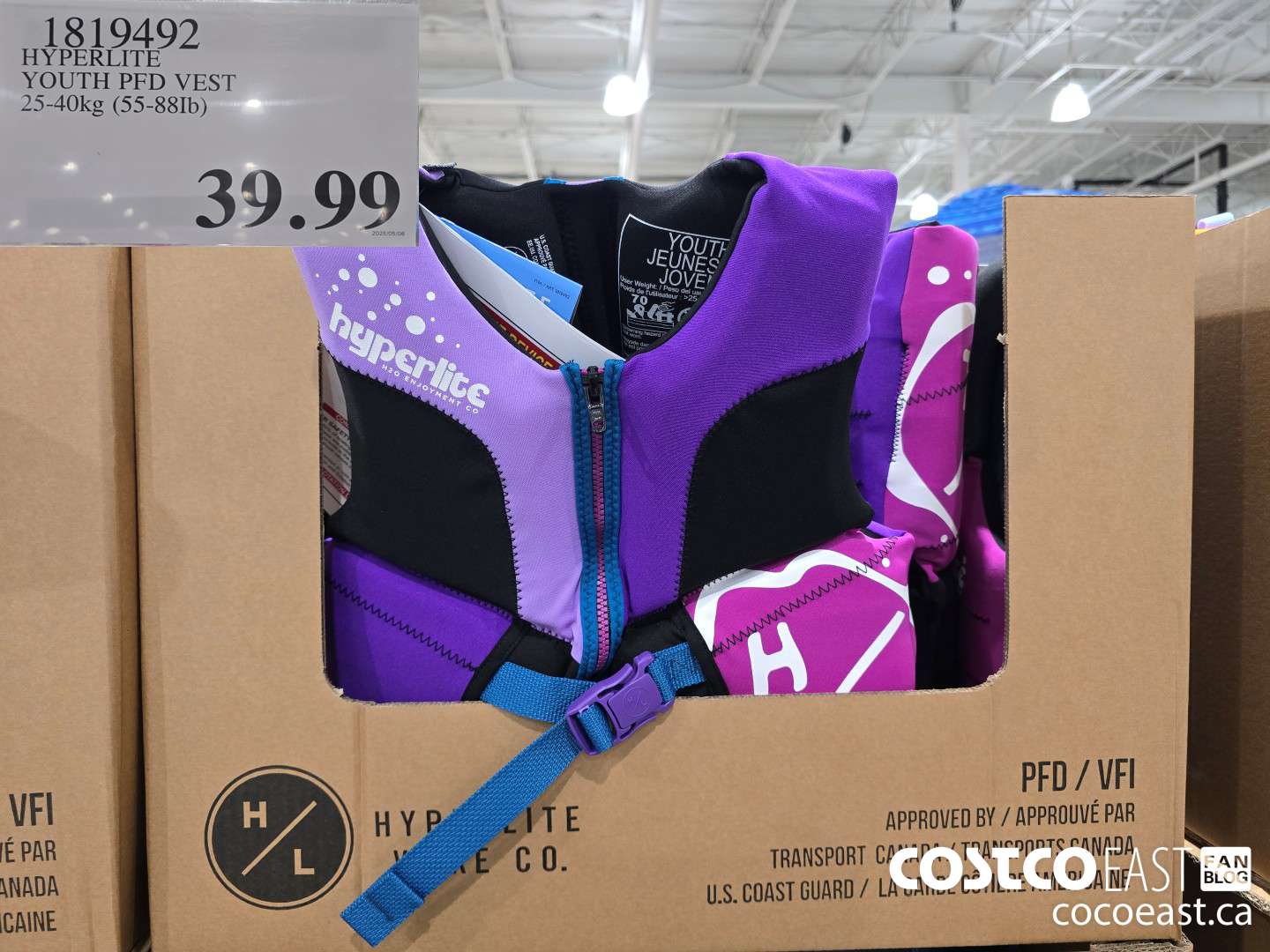 1819492 HYPERLITE YOUTH PFD VEST 25-40kg (55-88Ib) $39.99
