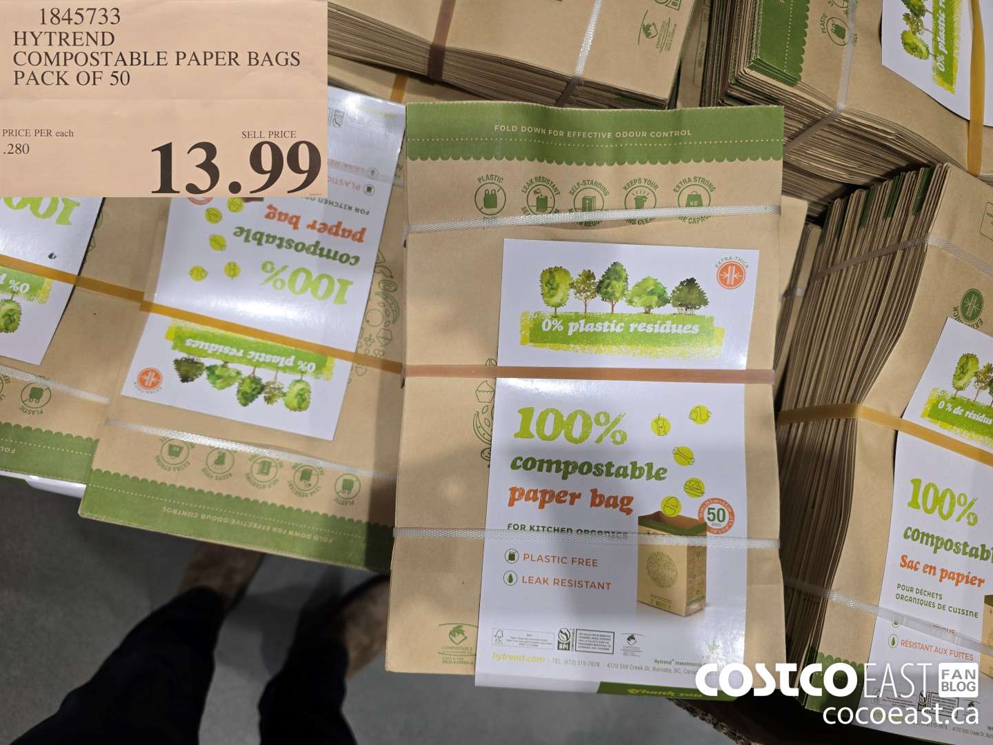 1845733 HYTREND COMPOSTABLE PAPER BAGS PACK OF 50 $13.99
