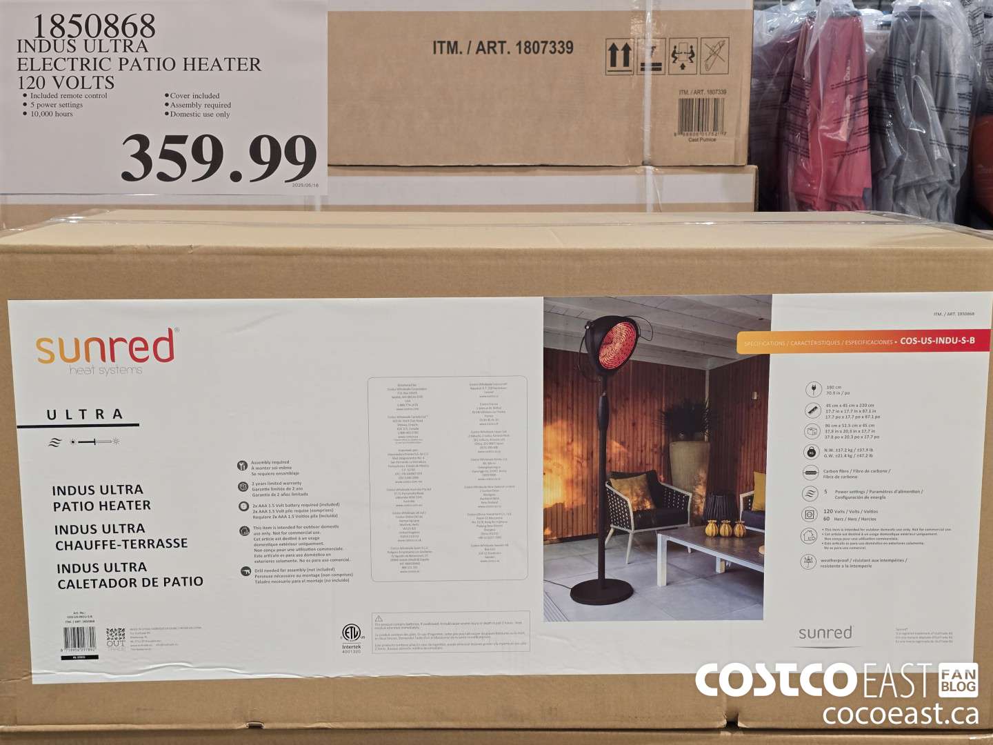 1850868 INDUS ULTRA ELECTRIC PATIO HEATER 120 VOLTS $359.99