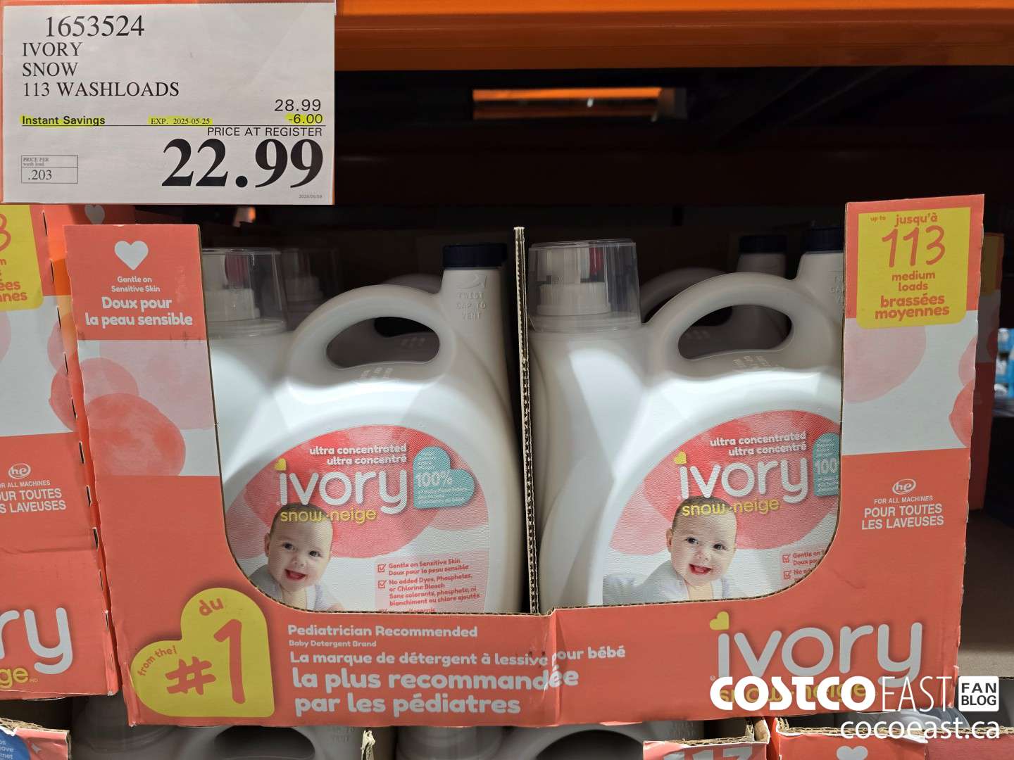 1653524 IVORY SNOW 113 washloads ($6.00 INSTANT SAVINGS EXPIRES ON 2025-05-25) $22.99
