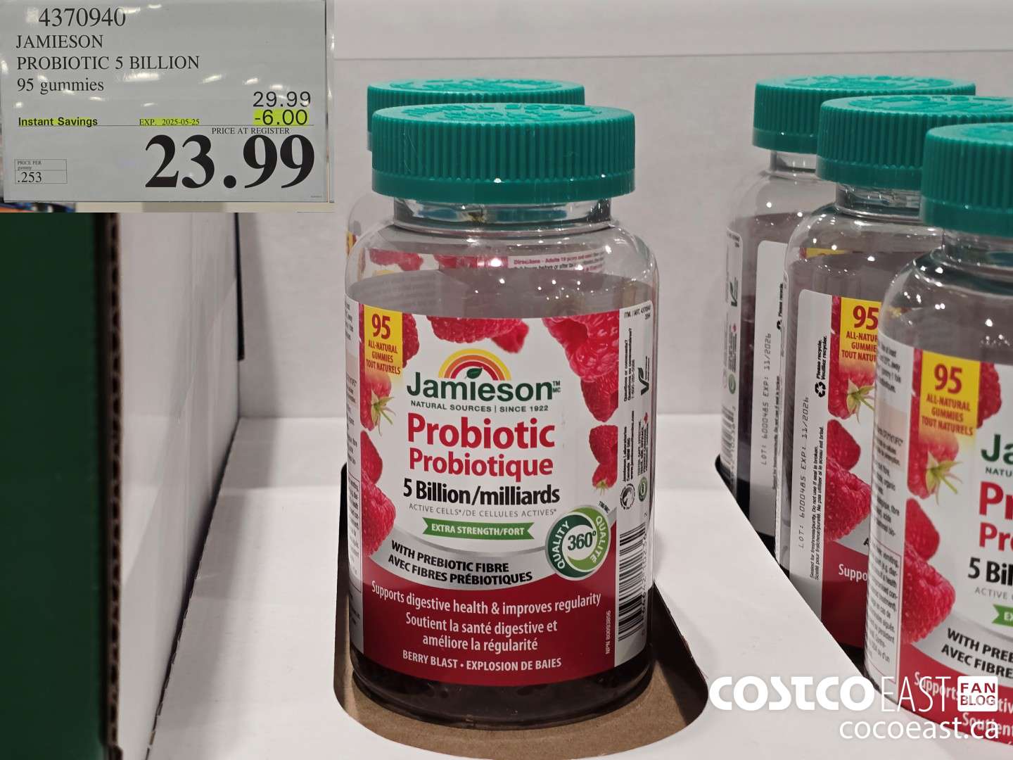 4370940 JAMIESON PROBIOTIC 5 BILLION 95 gummies ($6.00 INSTANT SAVINGS EXPIRES ON 2025-05-25) $23.99